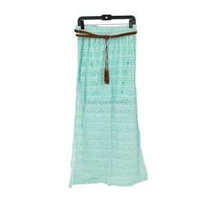 No boundaries lace mint green maxi skirt with belt